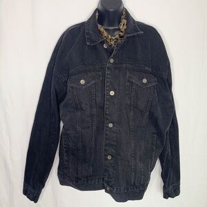 ZARA MAN Distressed Leopard Denim Jacket